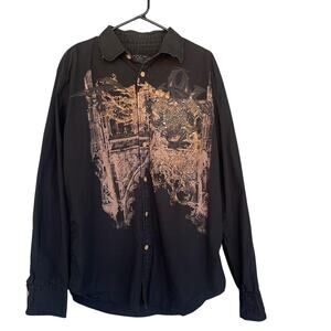 Brad Butter Shirt Mens XL Black Embellished Shield Axe Medieval Gothic Cross